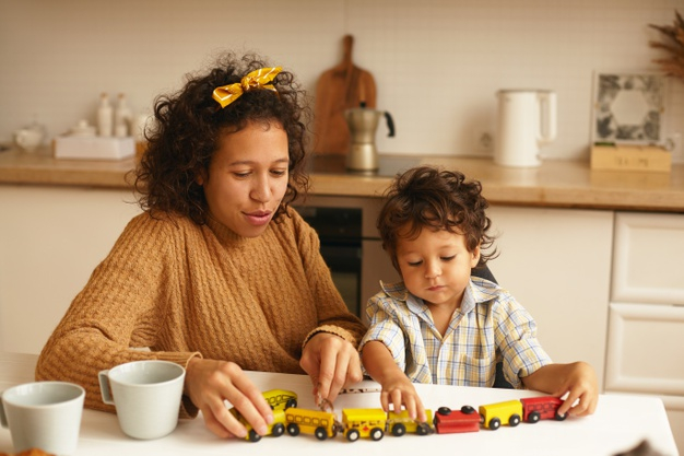 Bonding with the child during a playing session